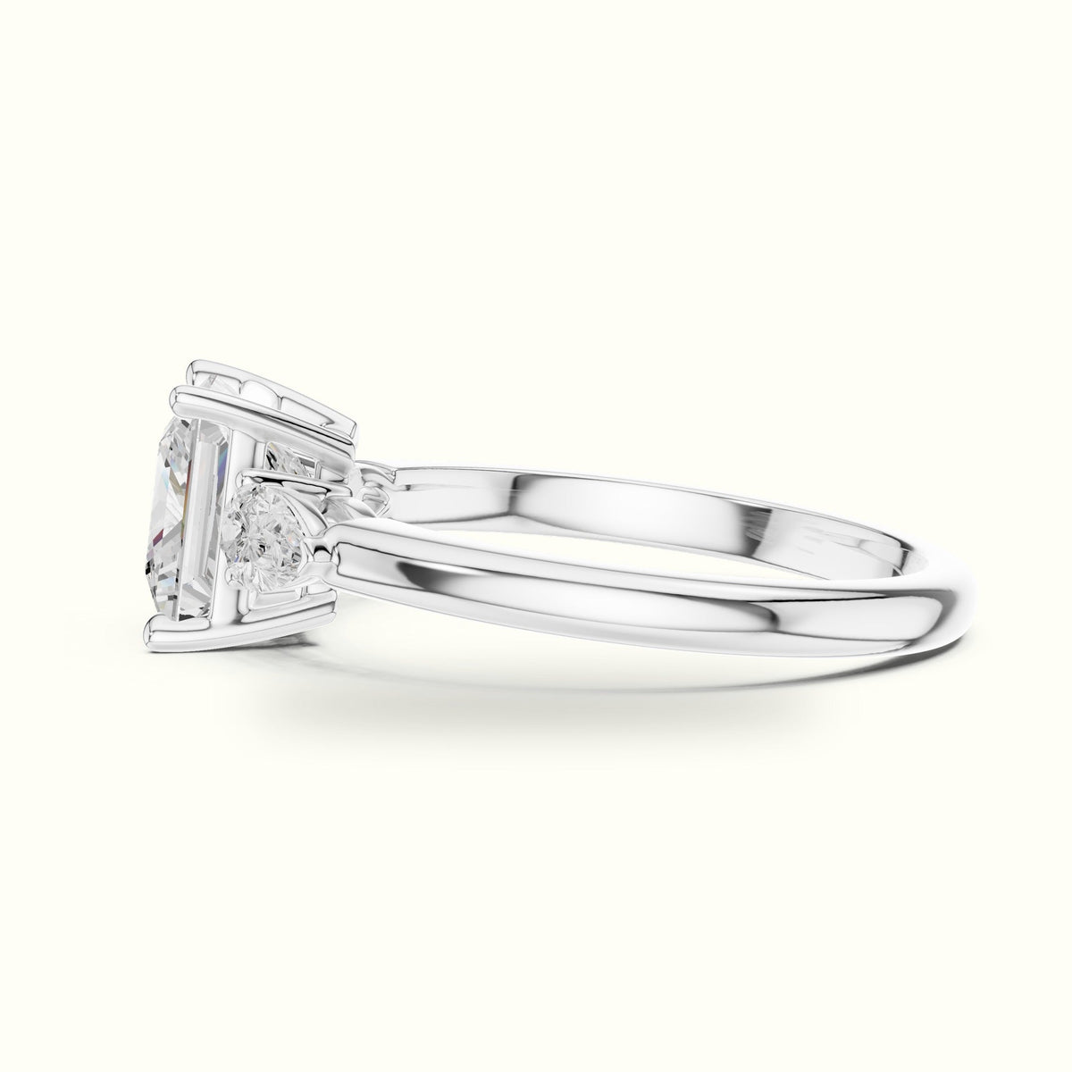 Princess Three-Stone Basket Lab-Grown Diamond Ring — White gold, view 3 | Crystal N Cuts