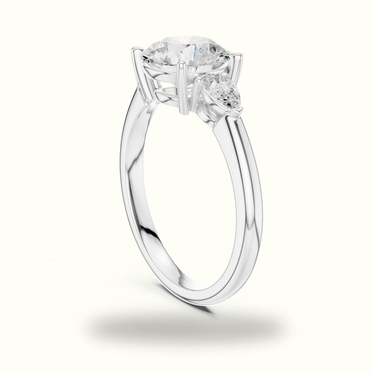Round Three Stone Lab-Grown Diamond Ring — White gold, view 1 | Crystal N Cuts