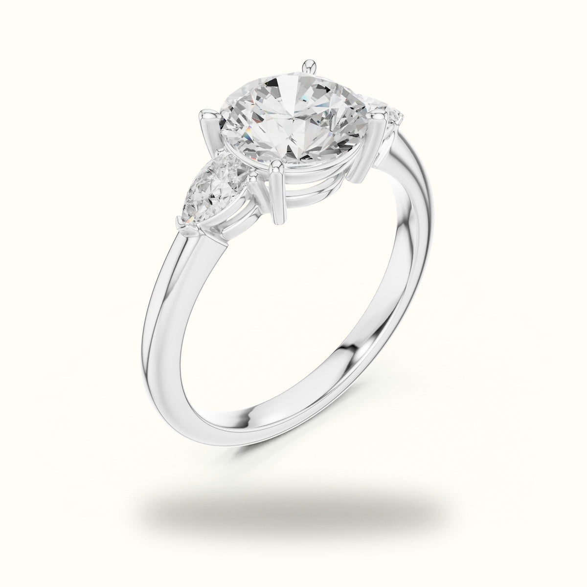 Round Three Stone Lab-Grown Diamond Ring — White gold, view 2 | Crystal N Cuts