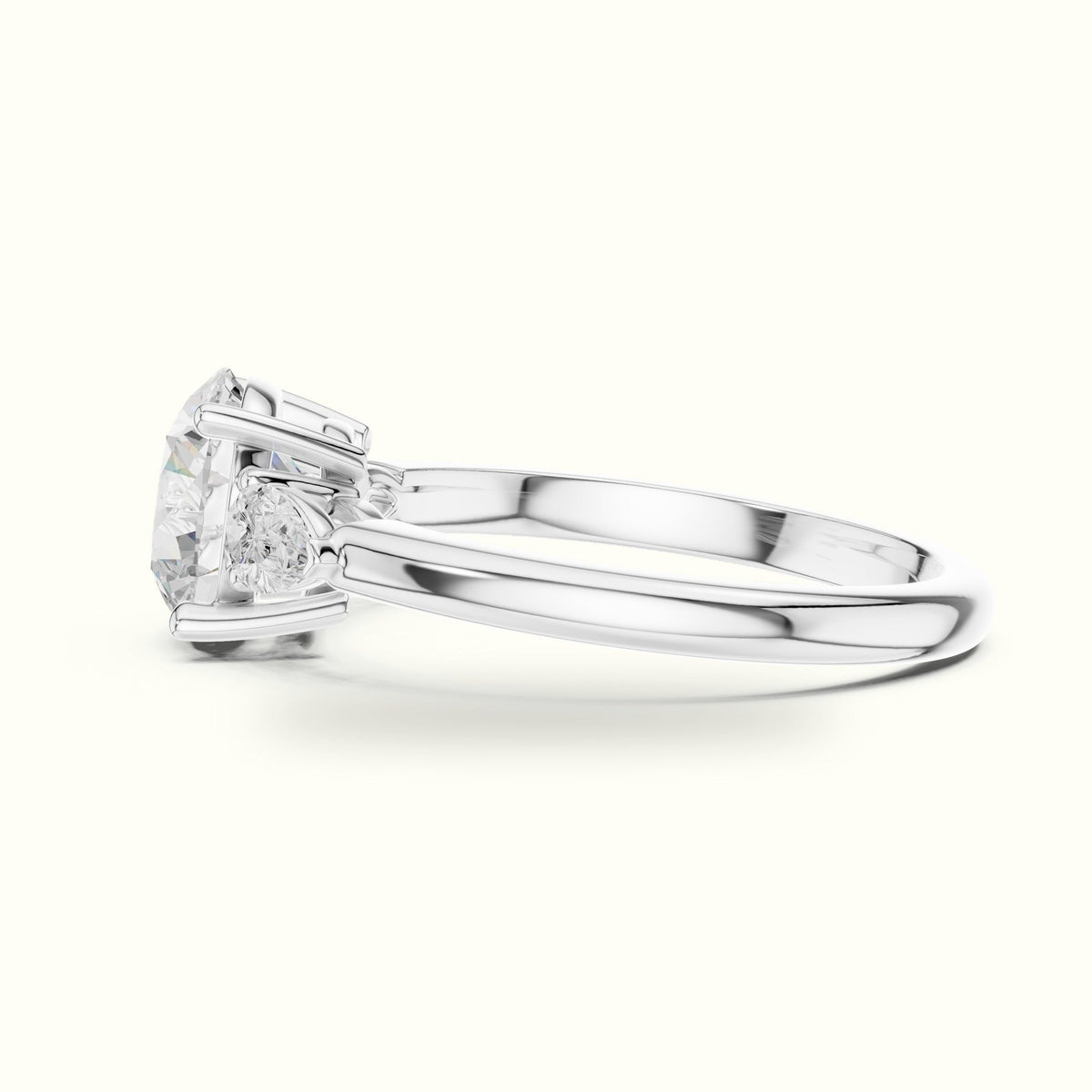 Round Three Stone Lab-Grown Diamond Ring — White gold, view 3 | Crystal N Cuts