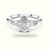 Pear Basket Lab-Grown Diamond Three Stone Ring