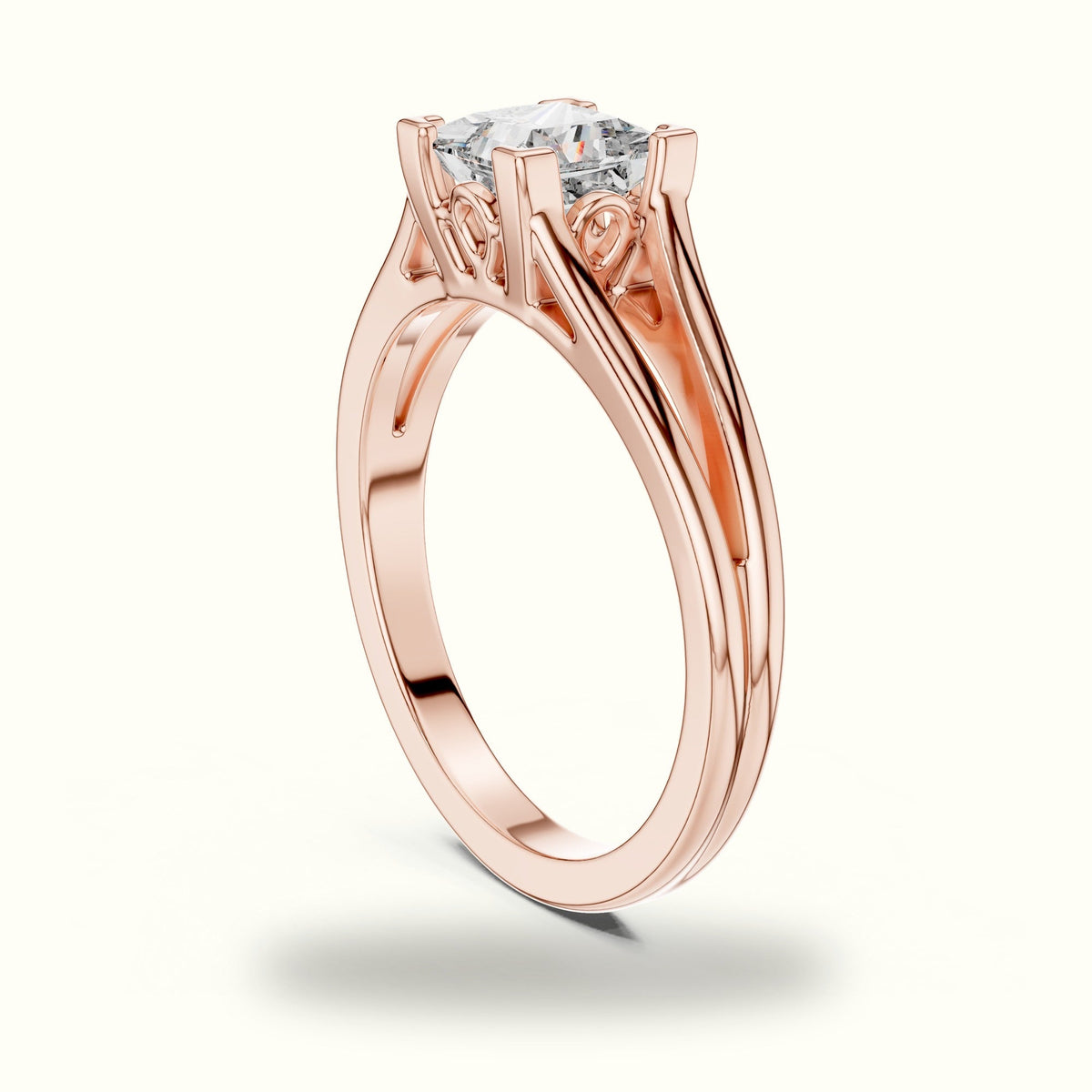 Vintage Princess Lab-Grown Diamond Solitaire Ring — Rose gold, view 1 | Crystal N Cuts