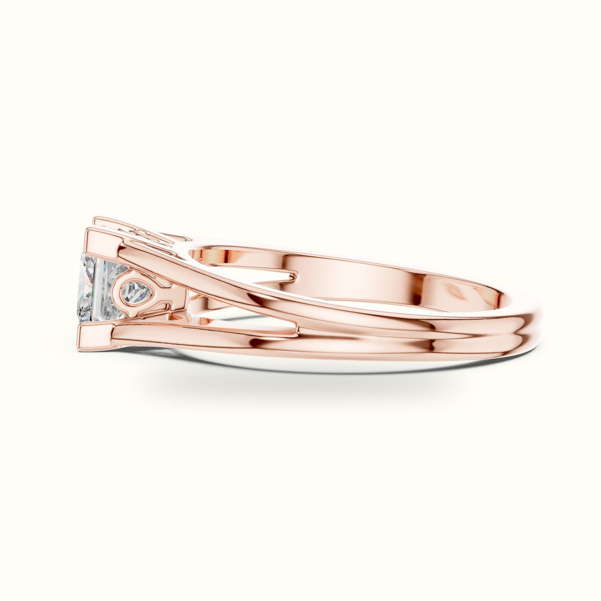 Vintage Princess Lab-Grown Diamond Solitaire Ring — Rose gold, view 3 | Crystal N Cuts