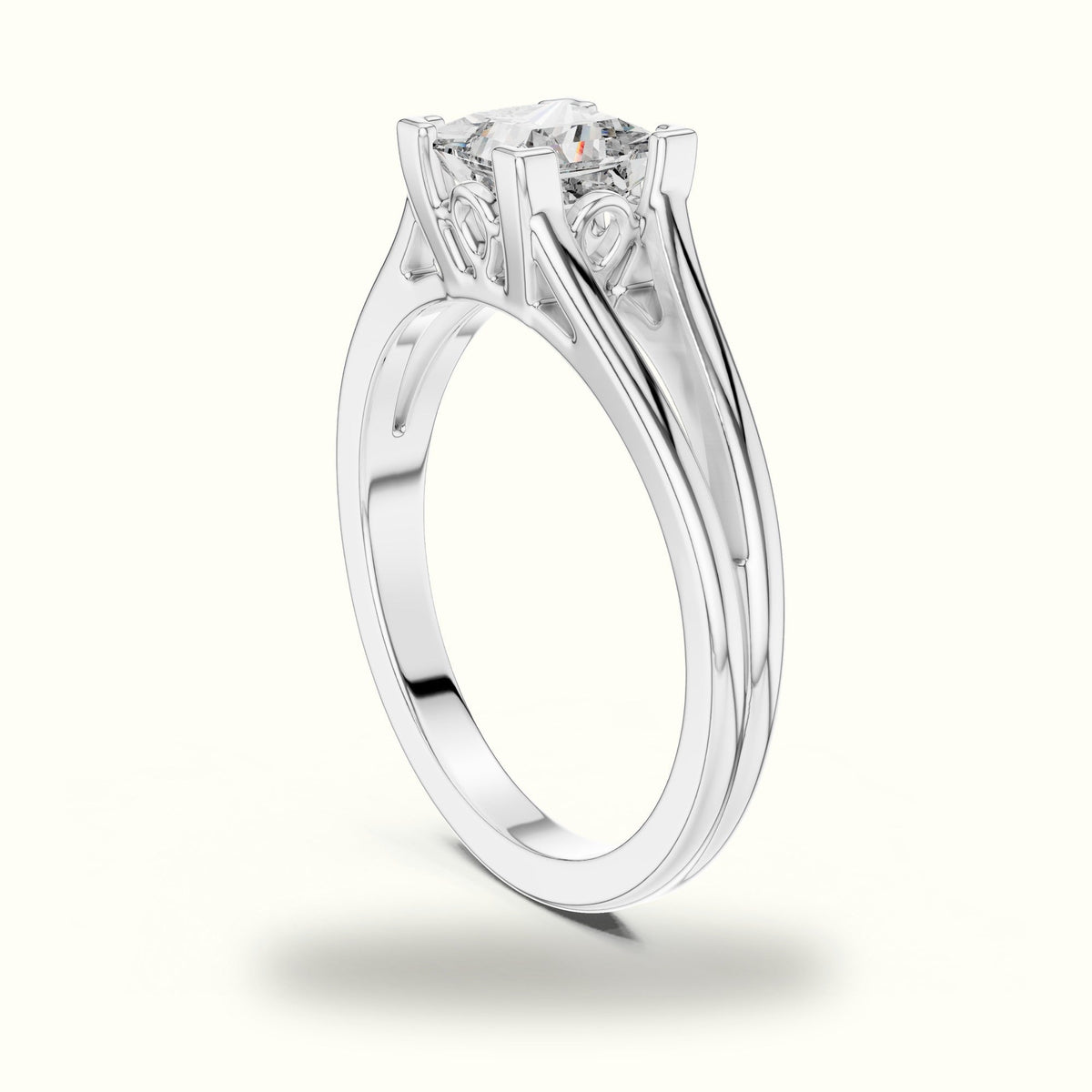 Vintage Princess Lab-Grown Diamond Solitaire Ring — White gold, view 1 | Crystal N Cuts