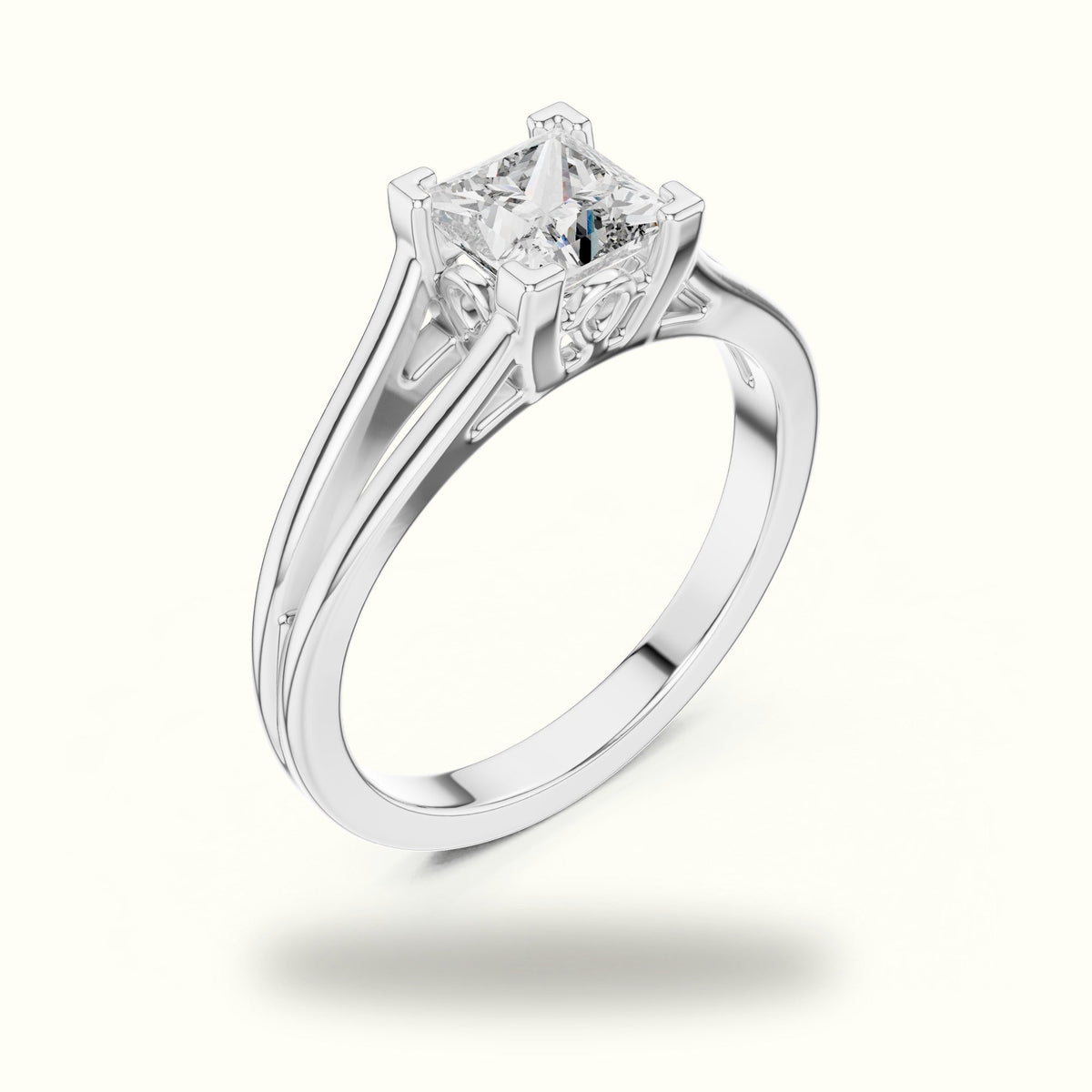 Vintage Princess Lab-Grown Diamond Solitaire Ring — White gold, view 2 | Crystal N Cuts
