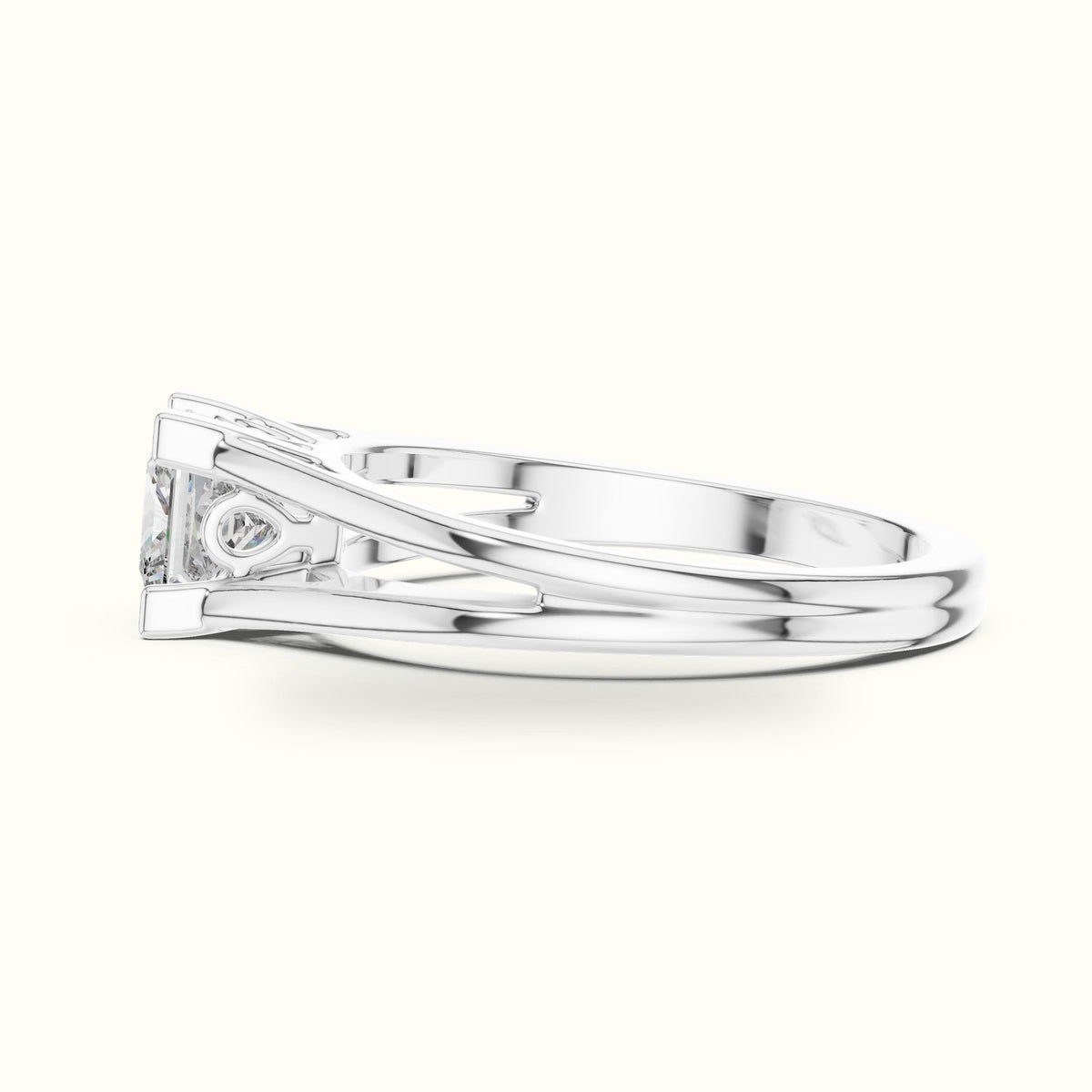 Vintage Princess Lab-Grown Diamond Solitaire Ring — White gold, view 3 | Crystal N Cuts