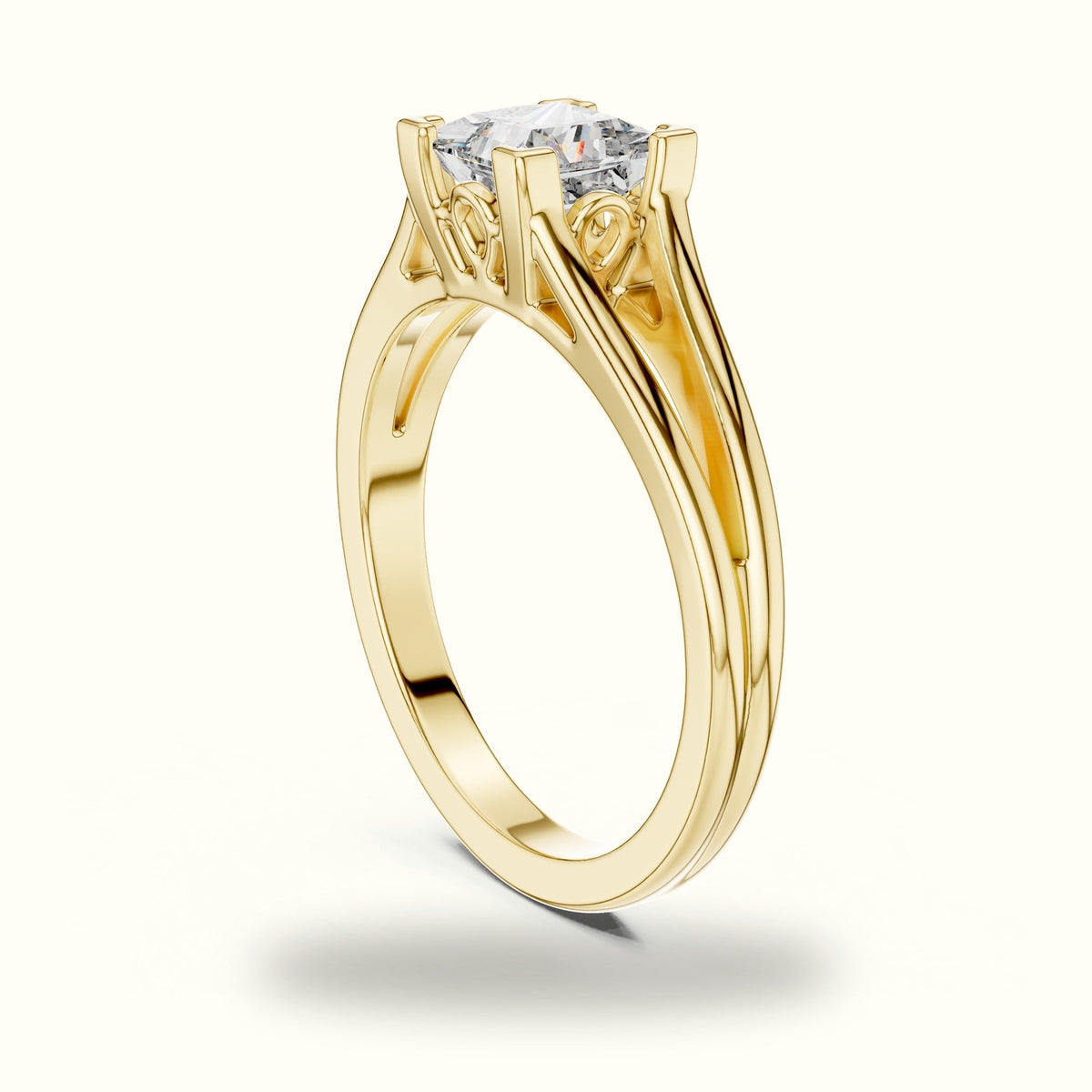 Vintage Princess Lab-Grown Diamond Solitaire Ring — Yellow gold, view 1 | Crystal N Cuts