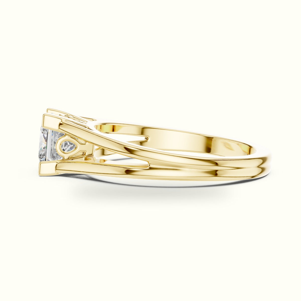 Vintage Princess Lab-Grown Diamond Solitaire Ring — Yellow gold, view 3 | Crystal N Cuts