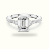 Emerald Basket Lab-Grown Diamond Three Stone Ring