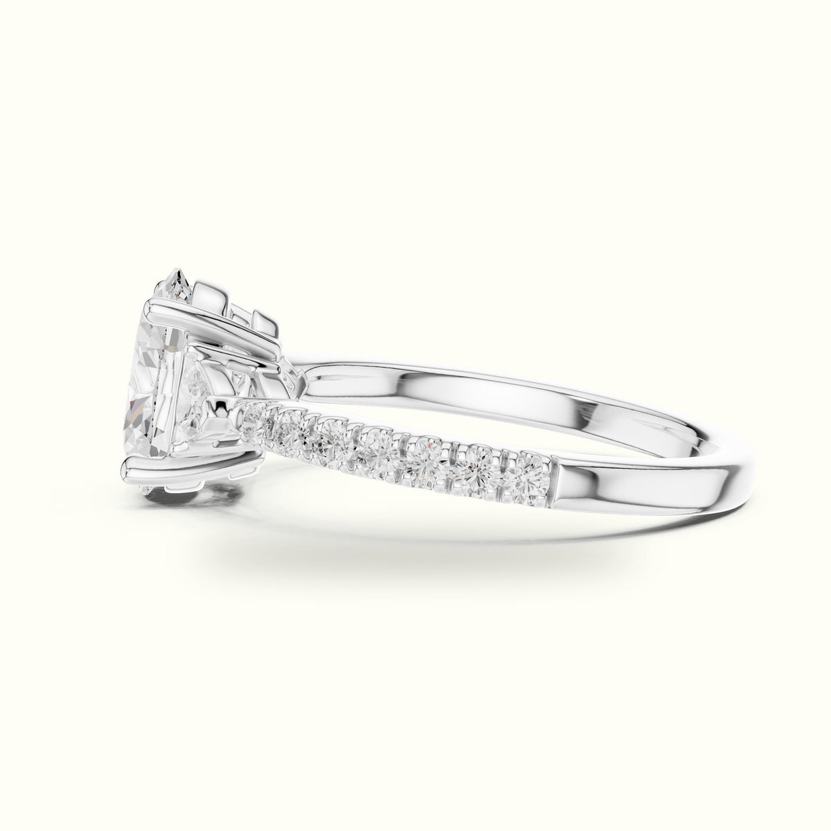 Oval Three-Stone Lab-Grown Diamond Ring — White gold, view 3 | Crystal N Cuts