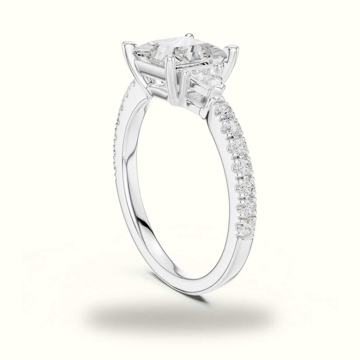 Princess Three Stone Lab-Grown Diamond Ring — White gold, view 1 | Crystal N Cuts