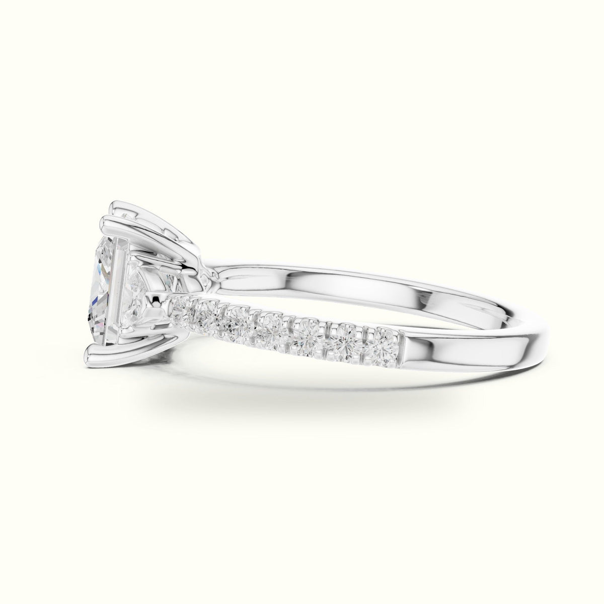 Princess Three Stone Lab-Grown Diamond Ring — White gold, view 3 | Crystal N Cuts