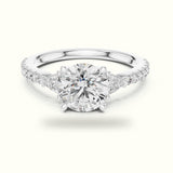 Round Three Stone with Pavé Shank Lab-Grown Diamond Ring