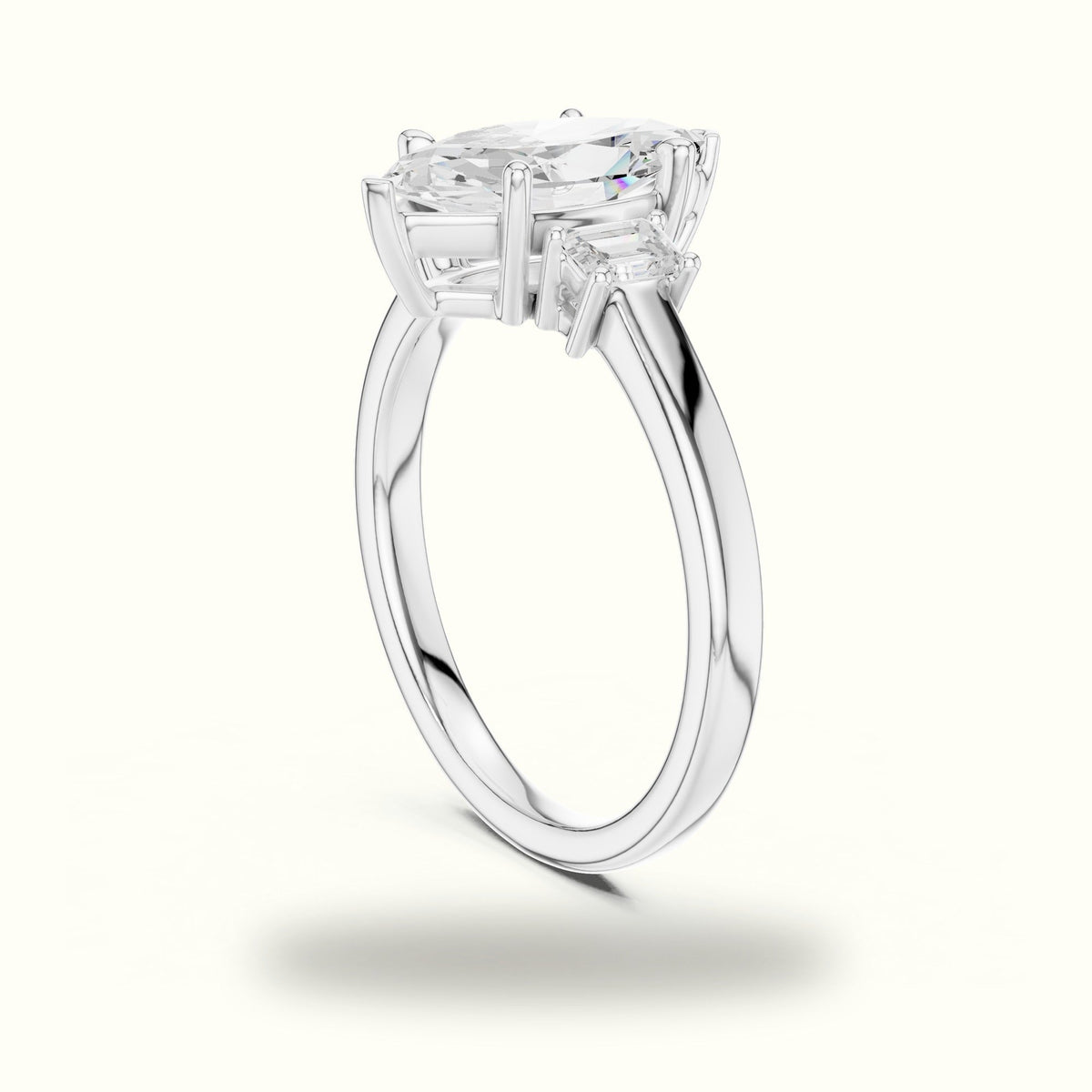 Marquise Three-Stone Basket Lab-Grown Diamond Ring — White gold, view 1 | Crystal N Cuts