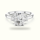 Oval Three-Stone Basket Lab-Grown Diamond Ring