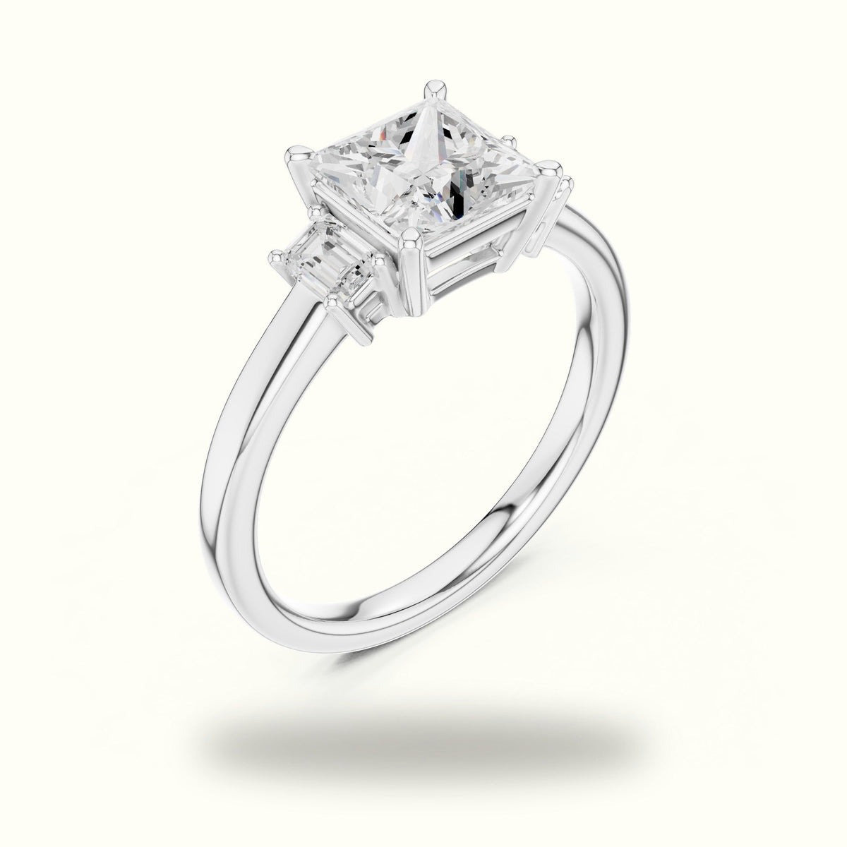 Princess Three-Stone Lab-Grown Diamond Ring — White gold, view 2 | Crystal N Cuts