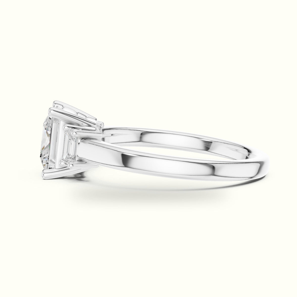 Princess Three-Stone Lab-Grown Diamond Ring — White gold, view 3 | Crystal N Cuts