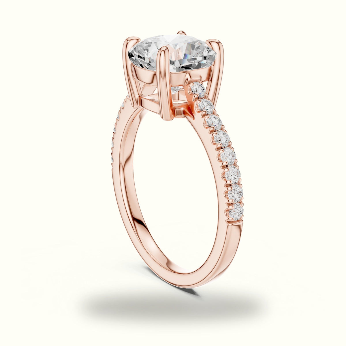 Cushion Lab Grown lab-grown diamond Solitaire Engagement Ring — Rose gold, view 1 | Crystal N Cuts