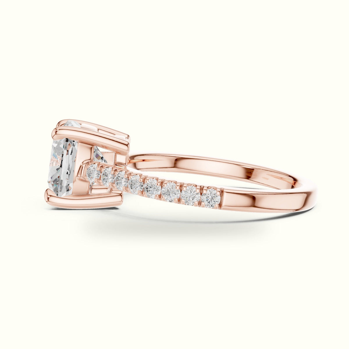 Cushion Lab Grown lab-grown diamond Solitaire Engagement Ring — Rose gold, view 3 | Crystal N Cuts