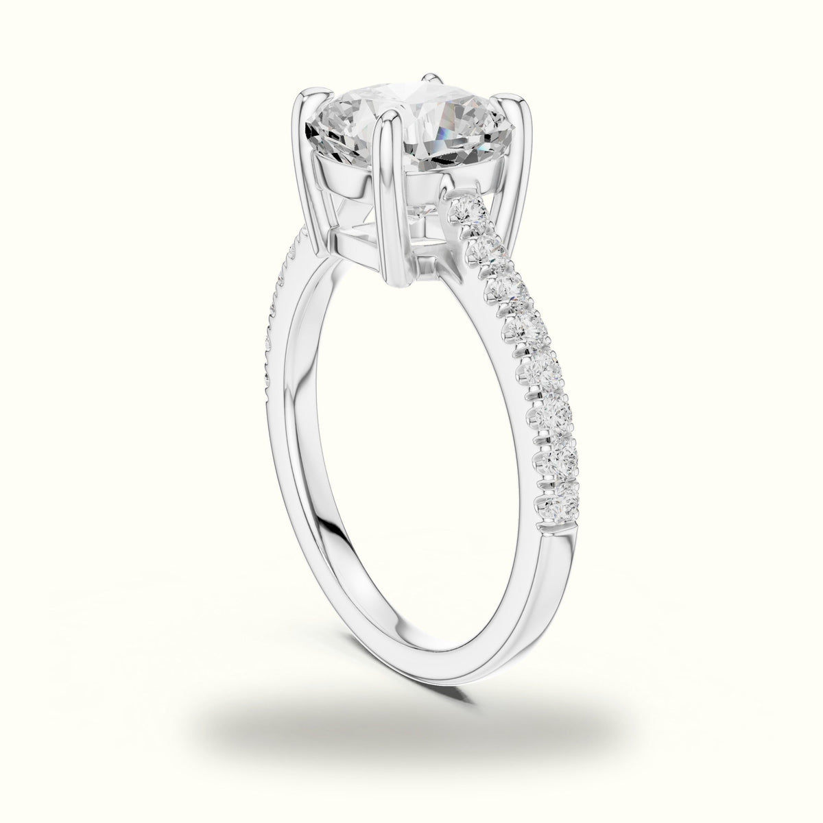 Cushion Lab Grown lab-grown diamond Solitaire Engagement Ring — White gold, view 1 | Crystal N Cuts