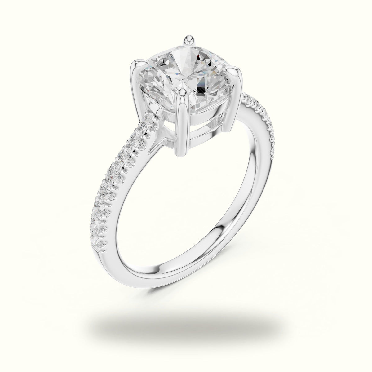 Cushion Lab Grown lab-grown diamond Solitaire Engagement Ring — White gold, view 2 | Crystal N Cuts