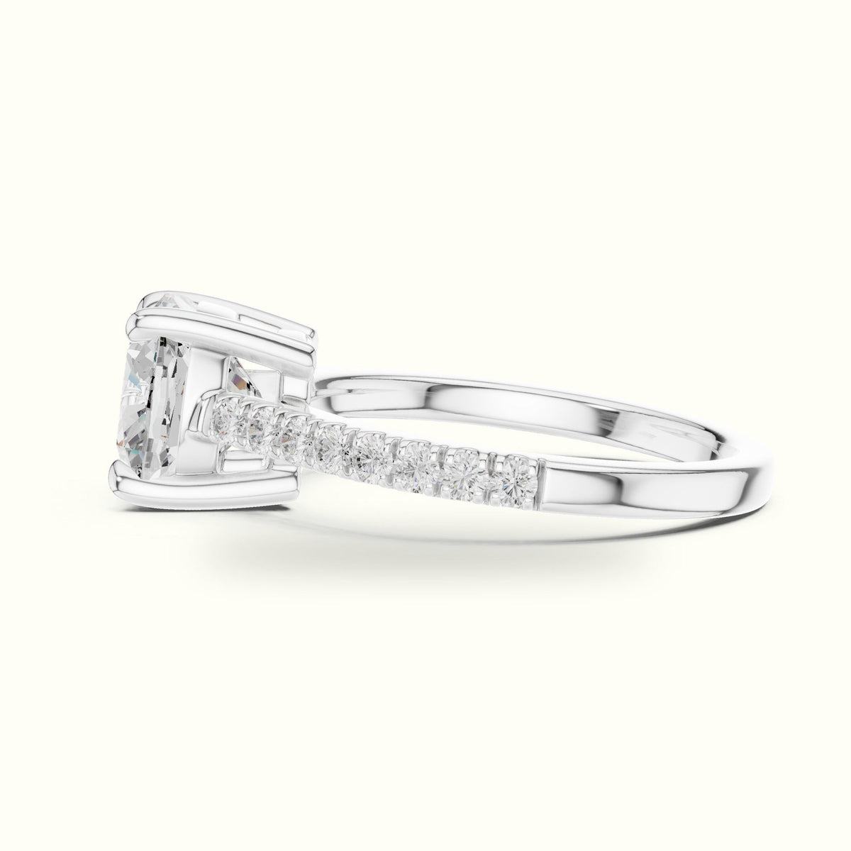 Cushion Lab Grown lab-grown diamond Solitaire Engagement Ring — White gold, view 3 | Crystal N Cuts