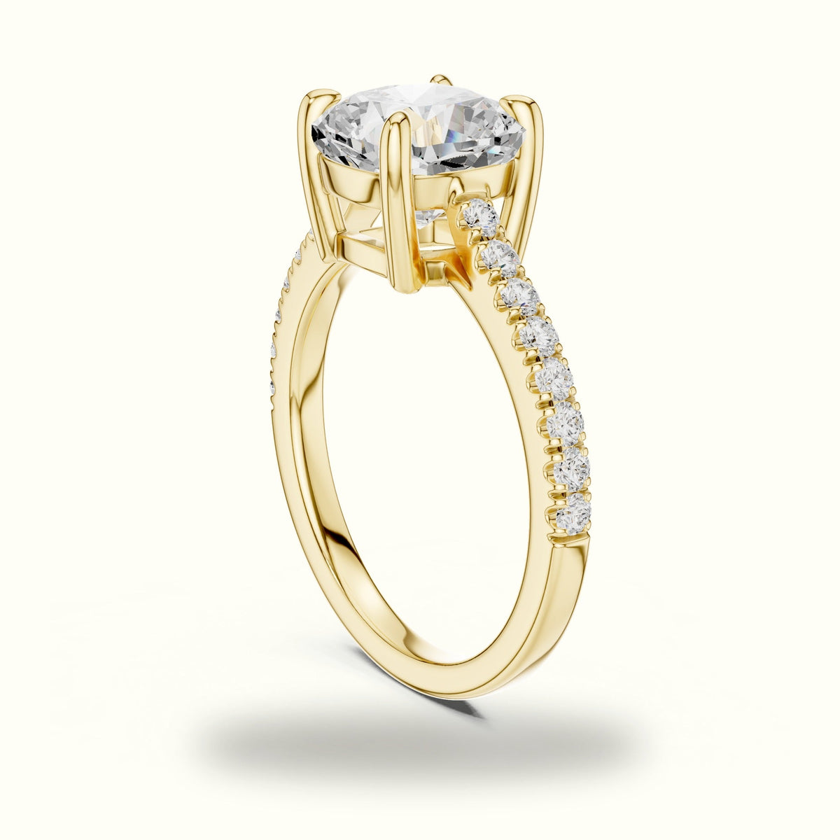 Cushion Lab Grown lab-grown diamond Solitaire Engagement Ring — Yellow gold, view 1 | Crystal N Cuts