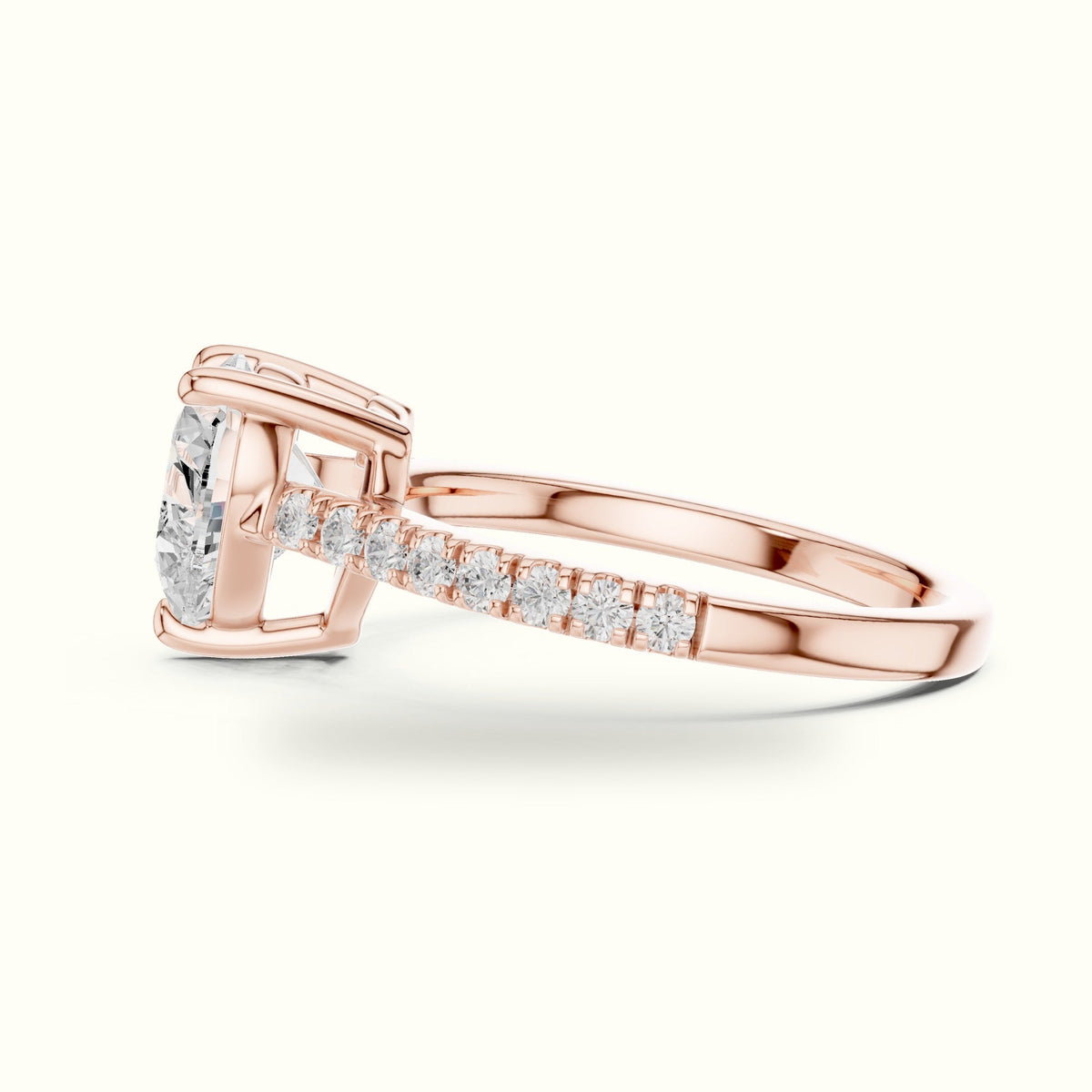 Heart Lab Grown lab-grown diamond Solitaire Engagement Ring — Rose gold, view 3 | Crystal N Cuts