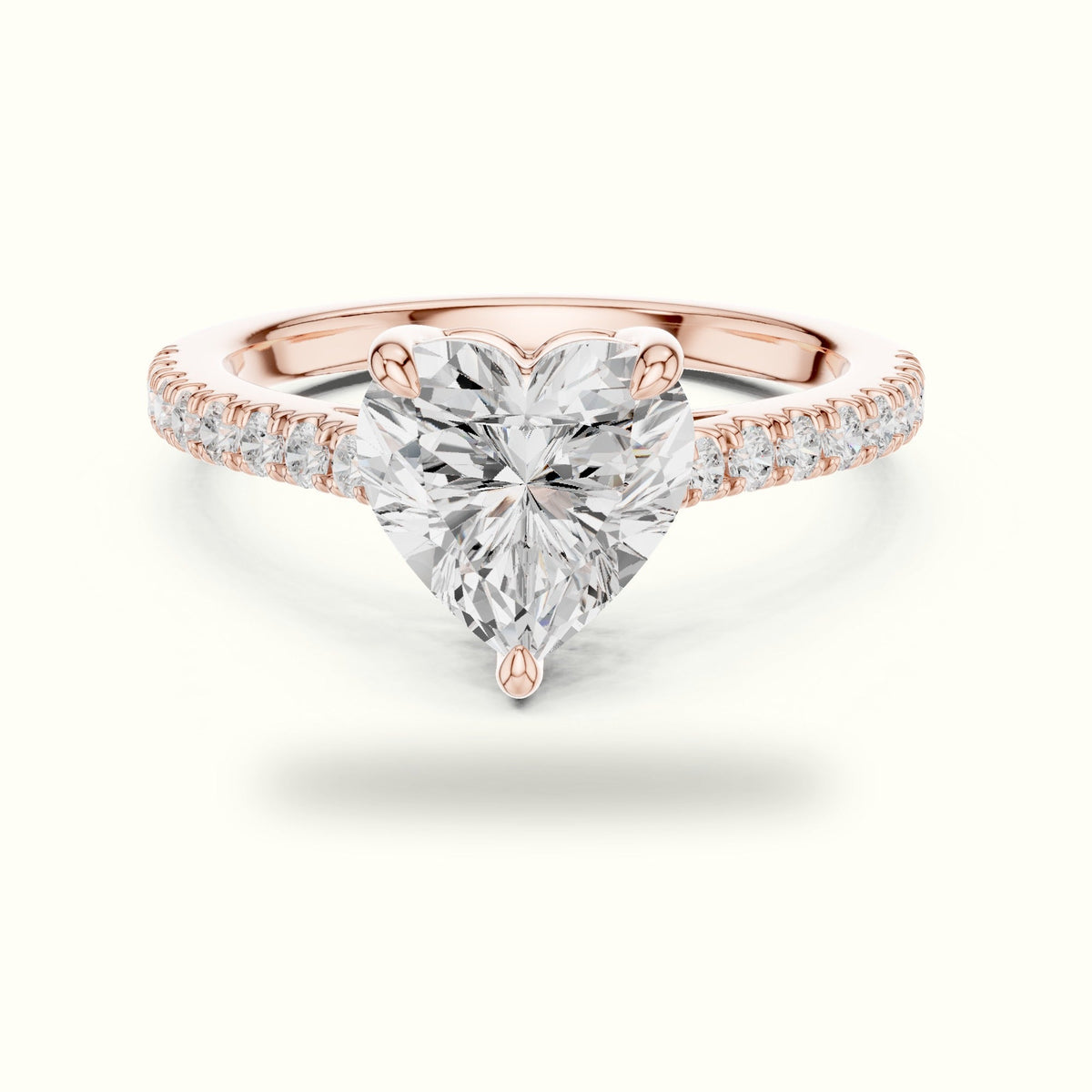 Heart Lab Grown lab-grown diamond Solitaire Engagement Ring — Rose gold, front view | Crystal N Cuts