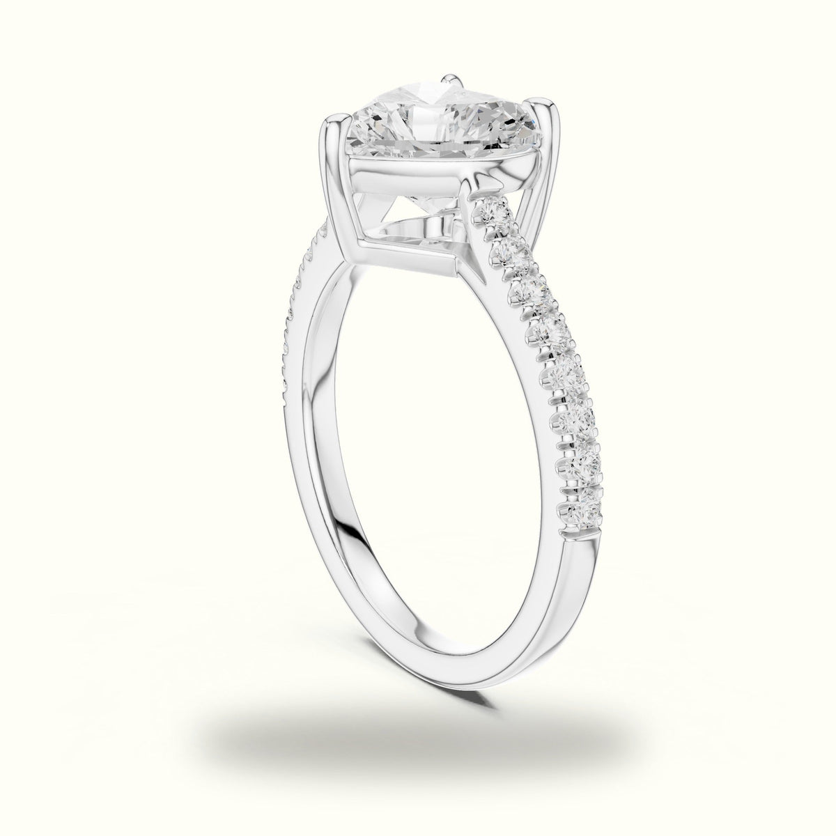 Heart Lab Grown lab-grown diamond Solitaire Engagement Ring — White gold, view 1 | Crystal N Cuts