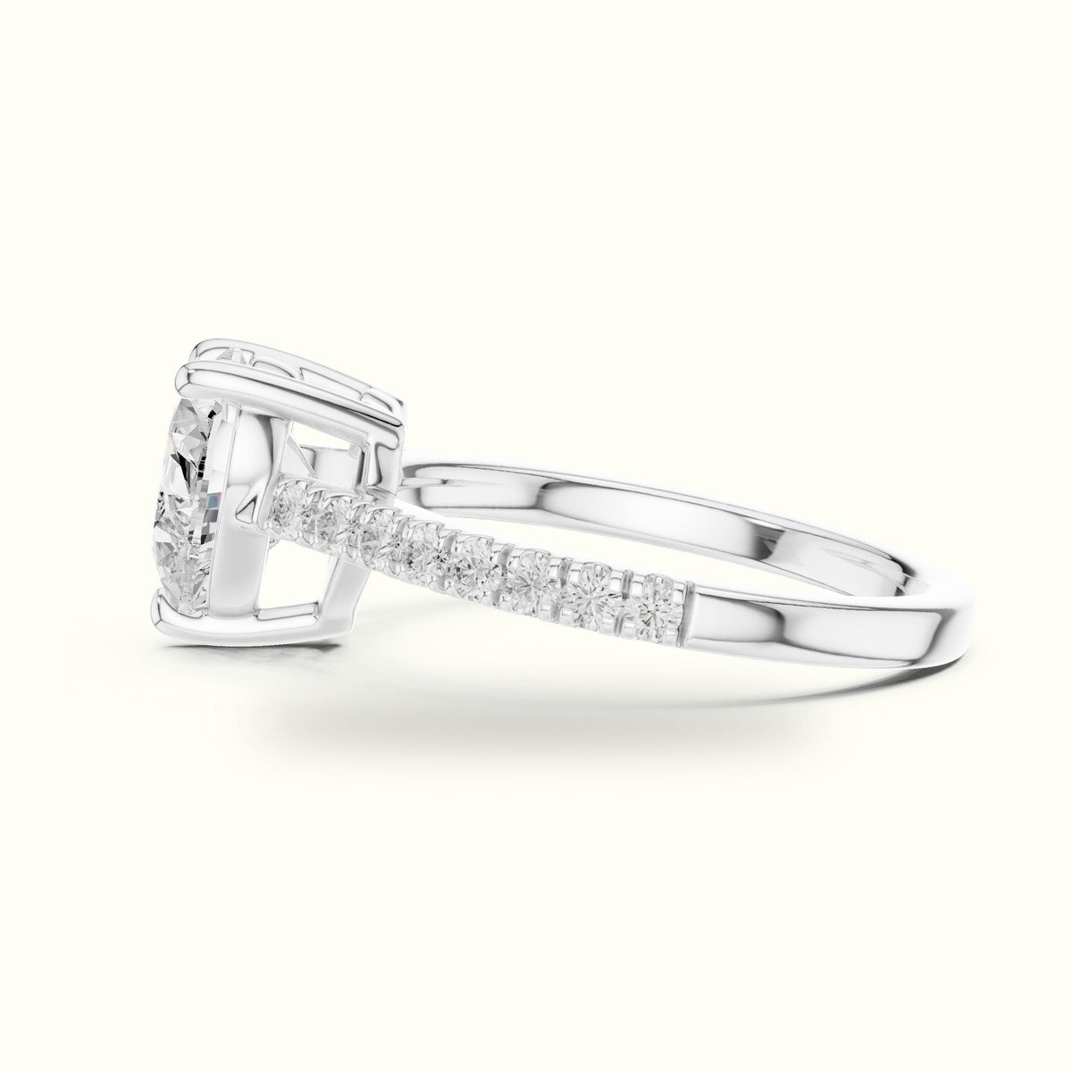 Heart Lab Grown lab-grown diamond Solitaire Engagement Ring — White gold, view 3 | Crystal N Cuts