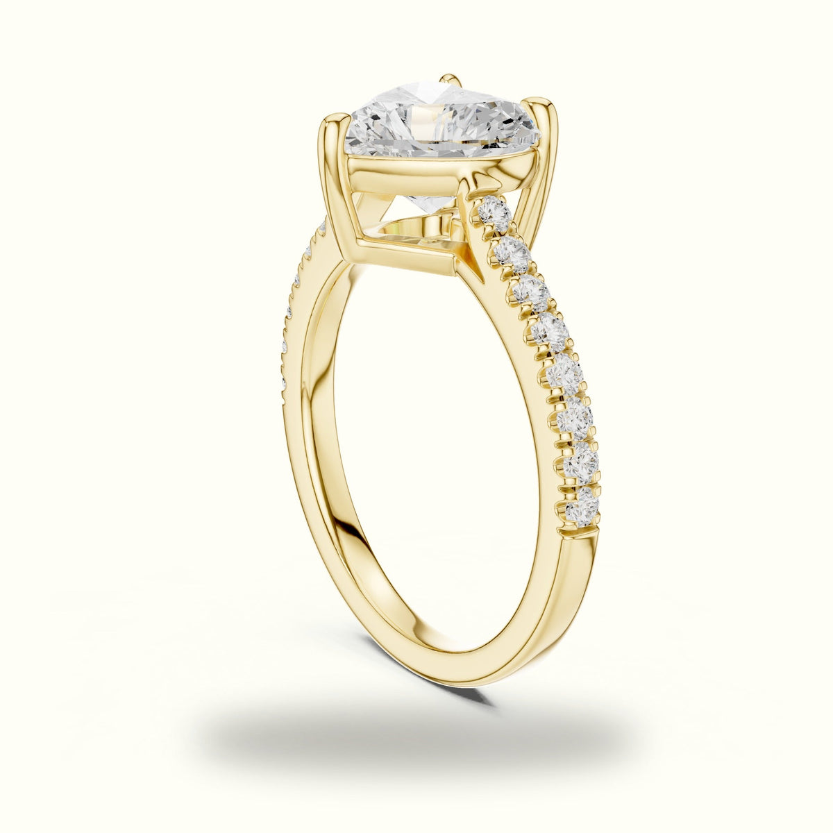 Heart Lab Grown lab-grown diamond Solitaire Engagement Ring — Yellow gold, view 1 | Crystal N Cuts