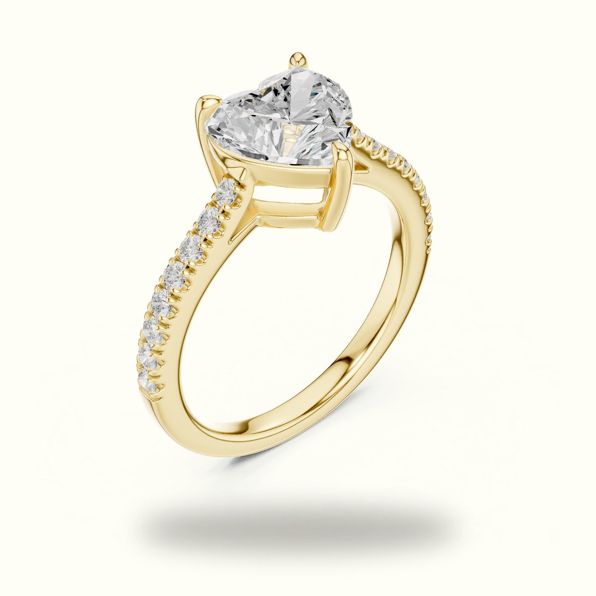 Heart Lab Grown lab-grown diamond Solitaire Engagement Ring — Yellow gold, view 2 | Crystal N Cuts