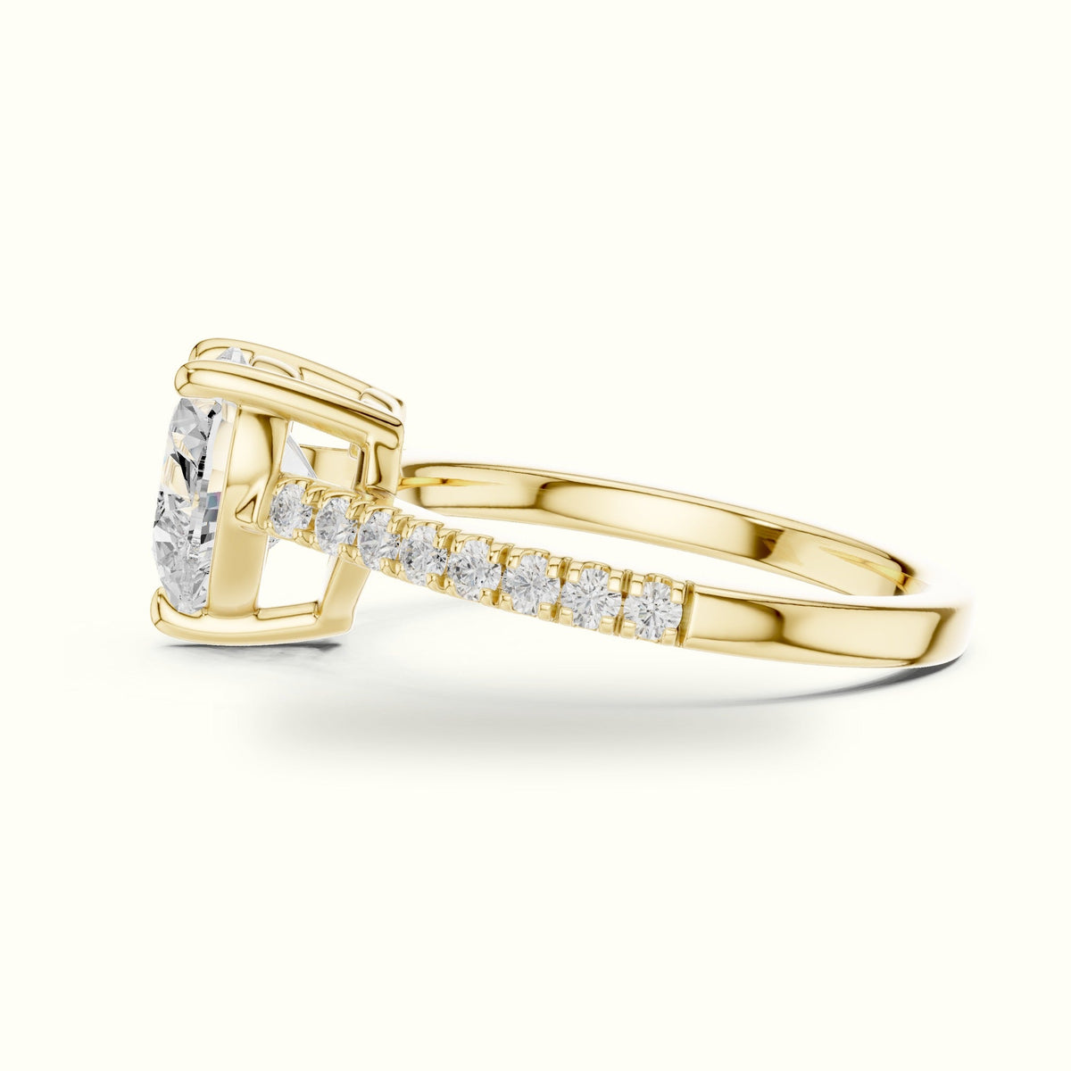 Heart Lab Grown lab-grown diamond Solitaire Engagement Ring — Yellow gold, view 3 | Crystal N Cuts