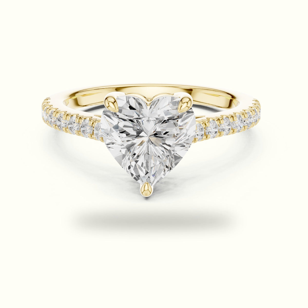 Heart Lab Grown lab-grown diamond Solitaire Engagement Ring — Yellow gold, front view | Crystal N Cuts