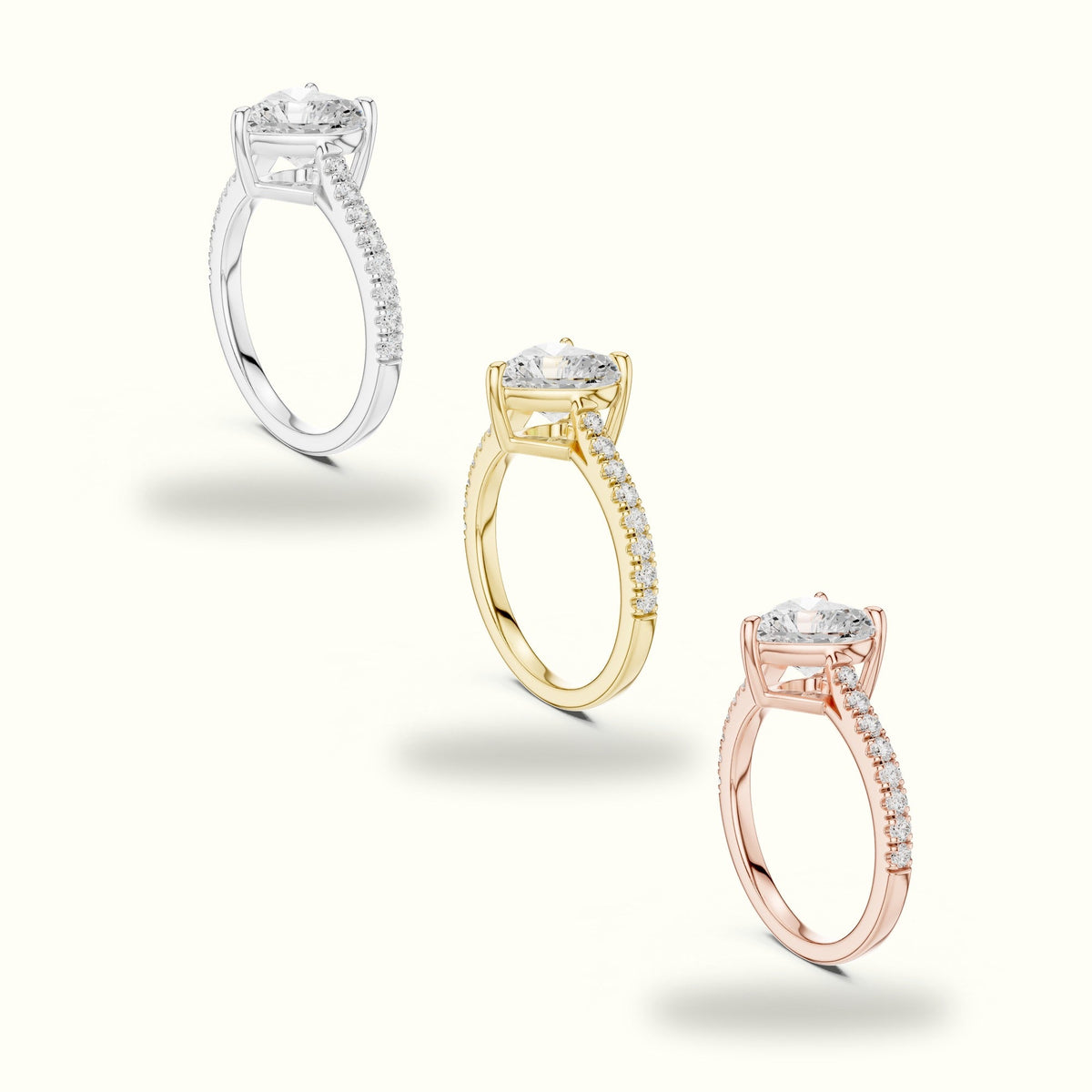 Heart Lab Grown lab-grown diamond Solitaire Engagement Ring — Yellow gold, in yellow, white and rose gold | Crystal N Cuts