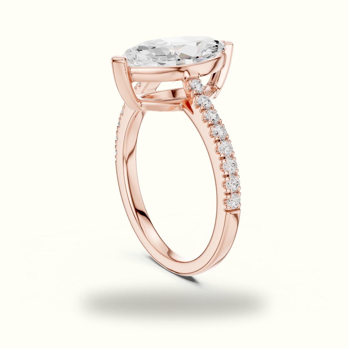 Marquise Lab Grown lab-grown diamond Basket Solitaire Engagement Ring — Rose gold, view 1 | Crystal N Cuts