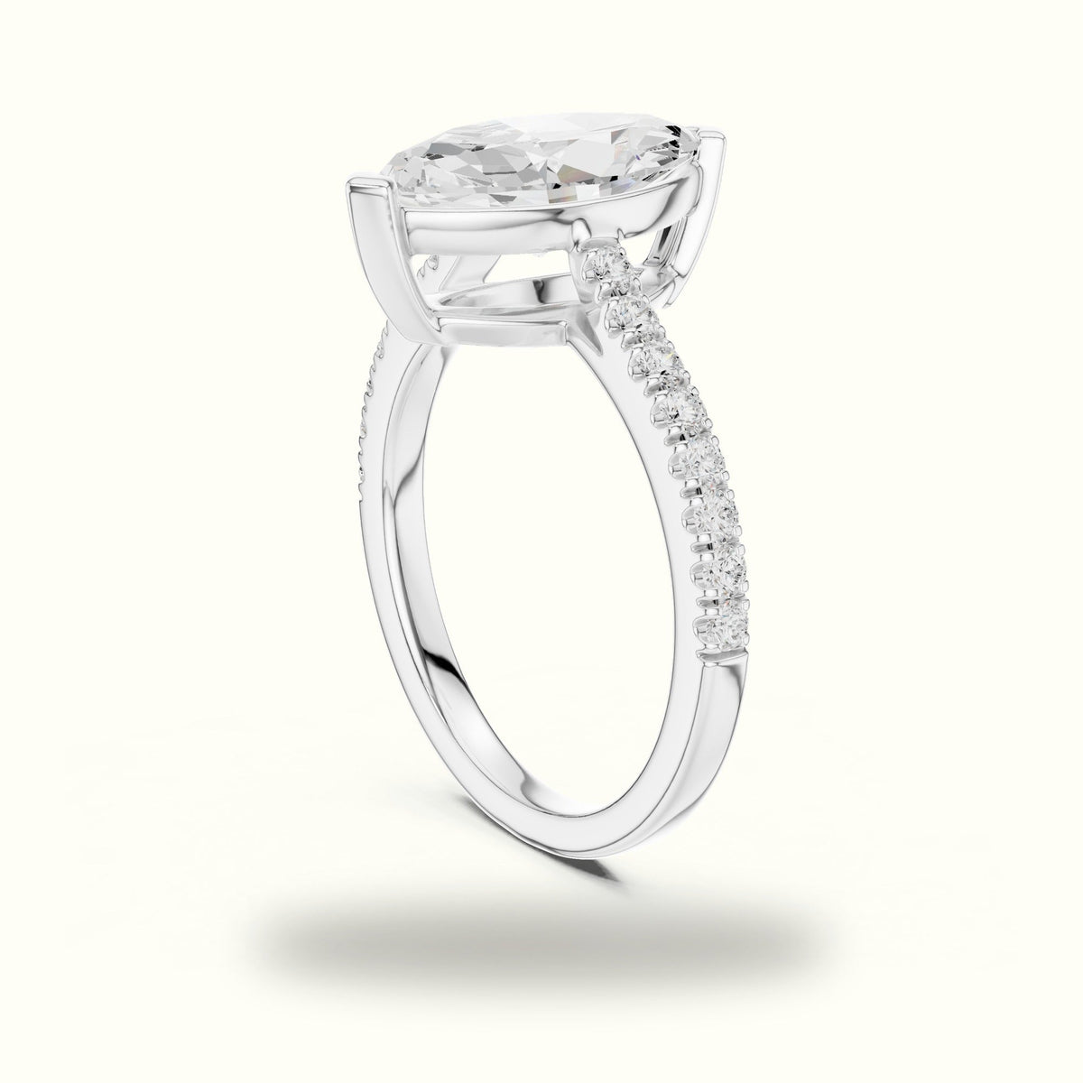 Marquise Lab Grown lab-grown diamond Basket Solitaire Engagement Ring — White gold, view 1 | Crystal N Cuts