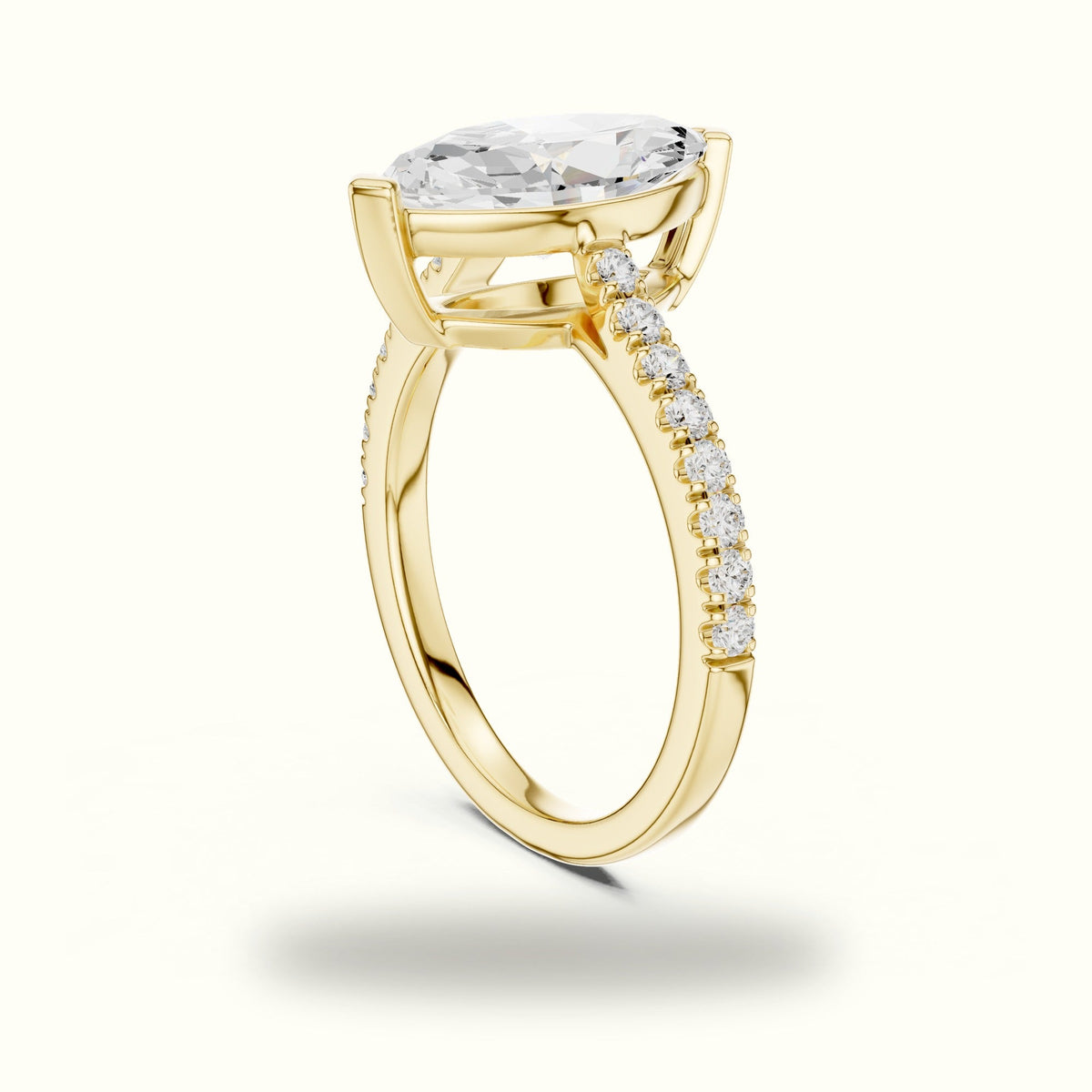 Marquise Lab Grown lab-grown diamond Basket Solitaire Engagement Ring — Yellow gold, view 1 | Crystal N Cuts