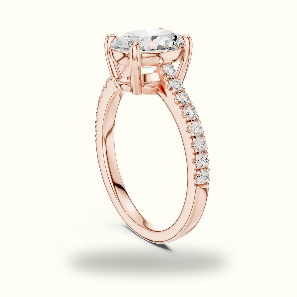 Oval Lab Grown lab-grown diamond Pavé Engagement Rings — Rose gold, view 1 | Crystal N Cuts