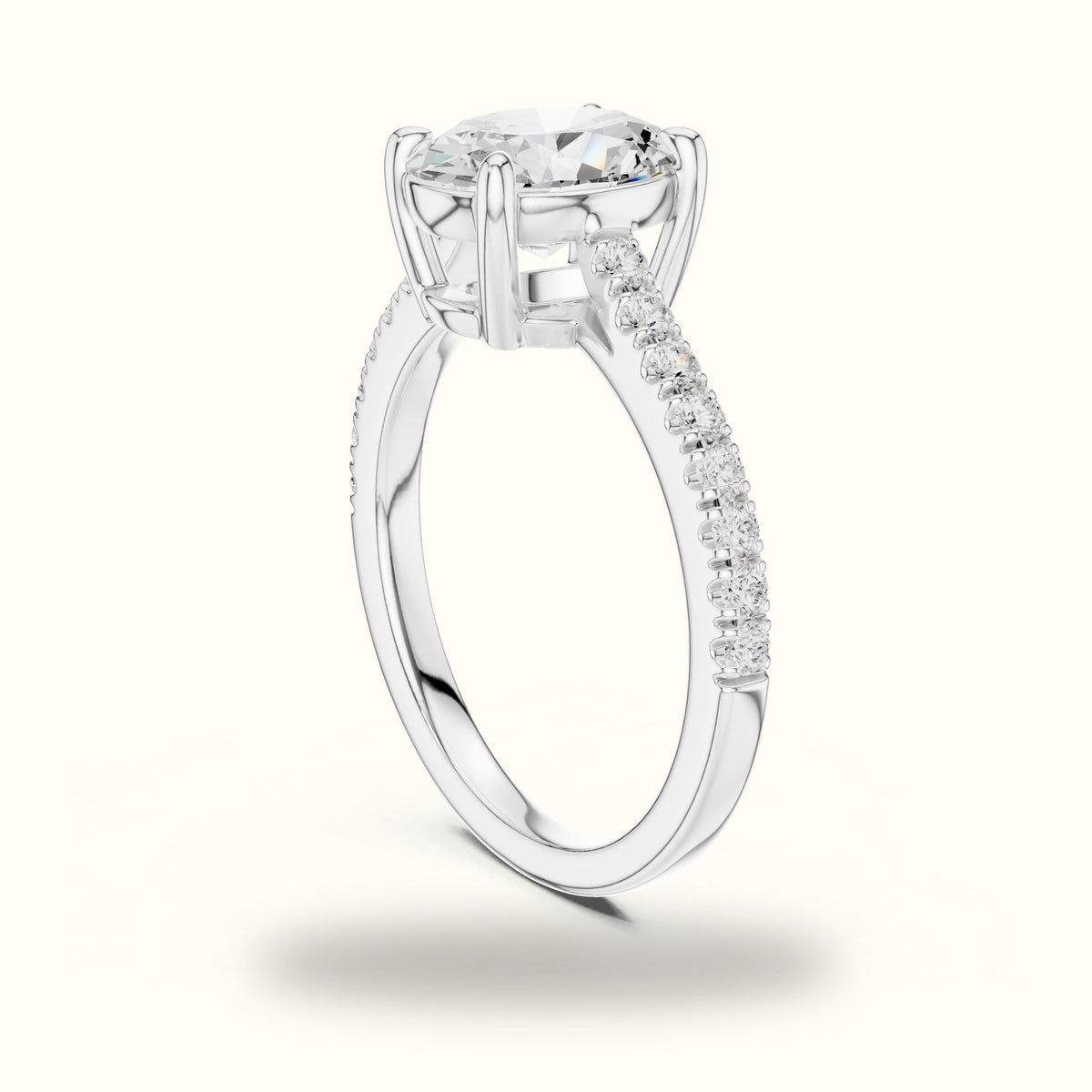 Oval Lab Grown lab-grown diamond Pavé Engagement Rings — White gold, view 1 | Crystal N Cuts