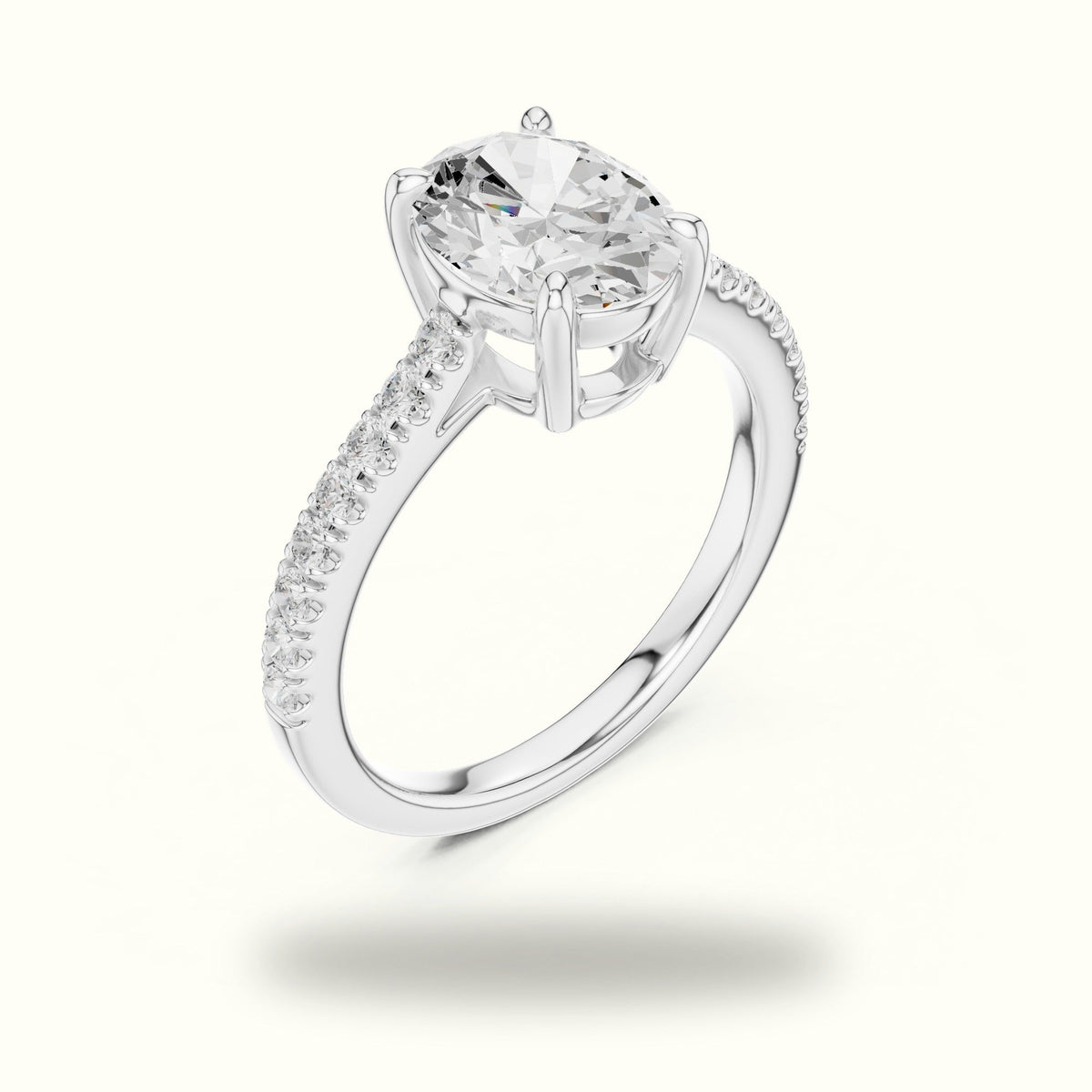 Oval Lab Grown lab-grown diamond Pavé Engagement Rings — White gold, view 2 | Crystal N Cuts