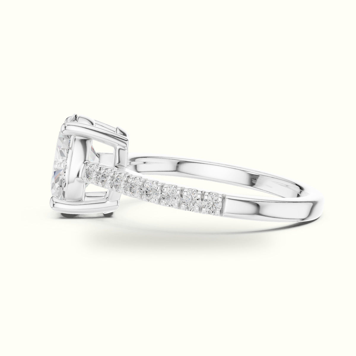 Oval Lab Grown lab-grown diamond Pavé Engagement Rings — White gold, view 3 | Crystal N Cuts