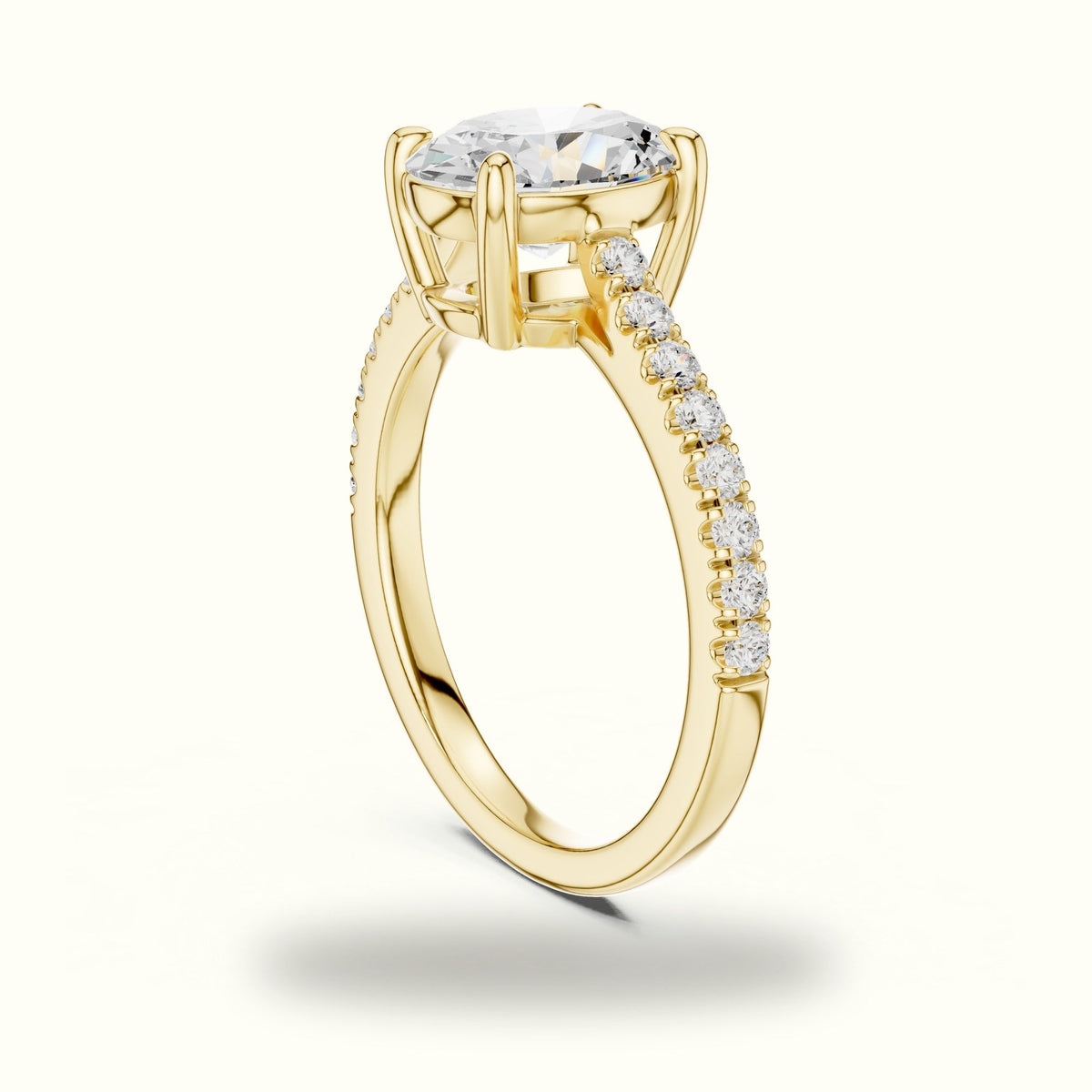 Oval Lab Grown lab-grown diamond Pavé Engagement Rings — Yellow gold, view 1 | Crystal N Cuts