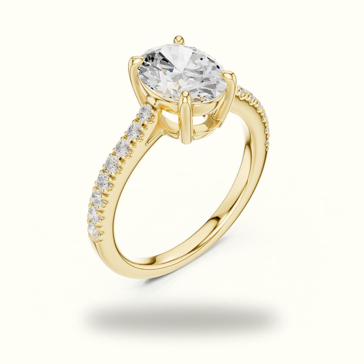 Oval Lab Grown lab-grown diamond Pavé Engagement Rings — Yellow gold, view 2 | Crystal N Cuts