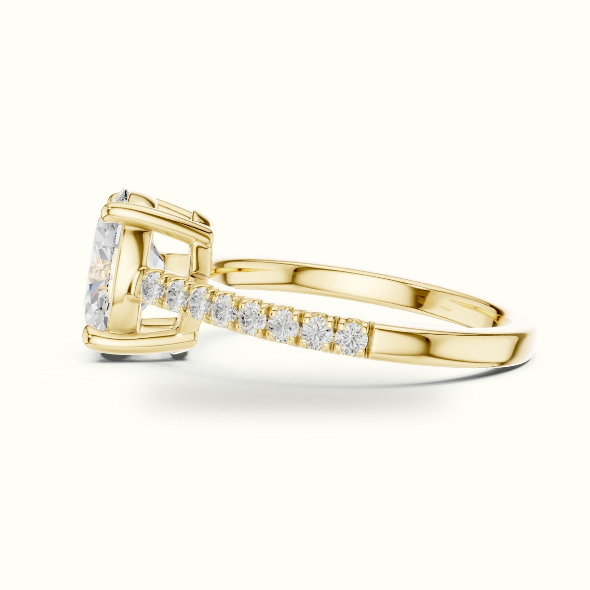 Oval Lab Grown lab-grown diamond Pavé Engagement Rings — Yellow gold, view 3 | Crystal N Cuts