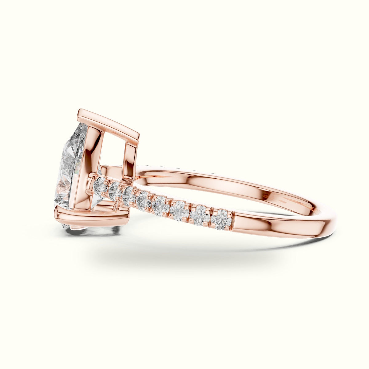Pear Lab-Grown Diamond Solitaire Engagement Ring DDLR-039 — Rose gold, view 3 | Crystal N Cuts