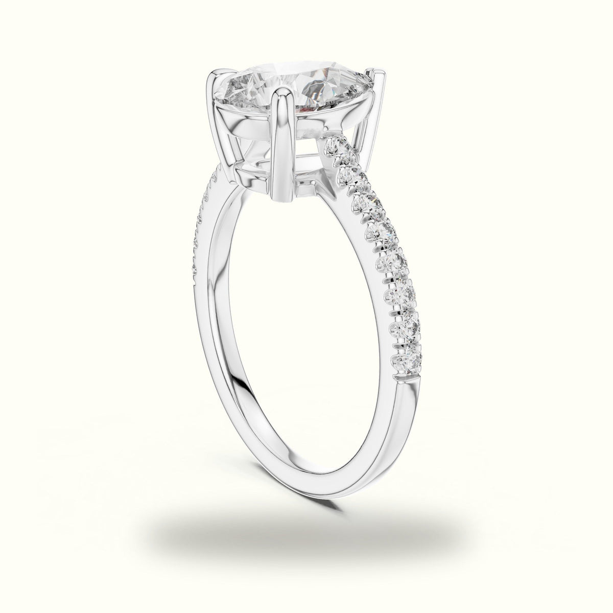Pear Lab-Grown Diamond Solitaire Engagement Ring DDLR-039 — White gold, view 1 | Crystal N Cuts