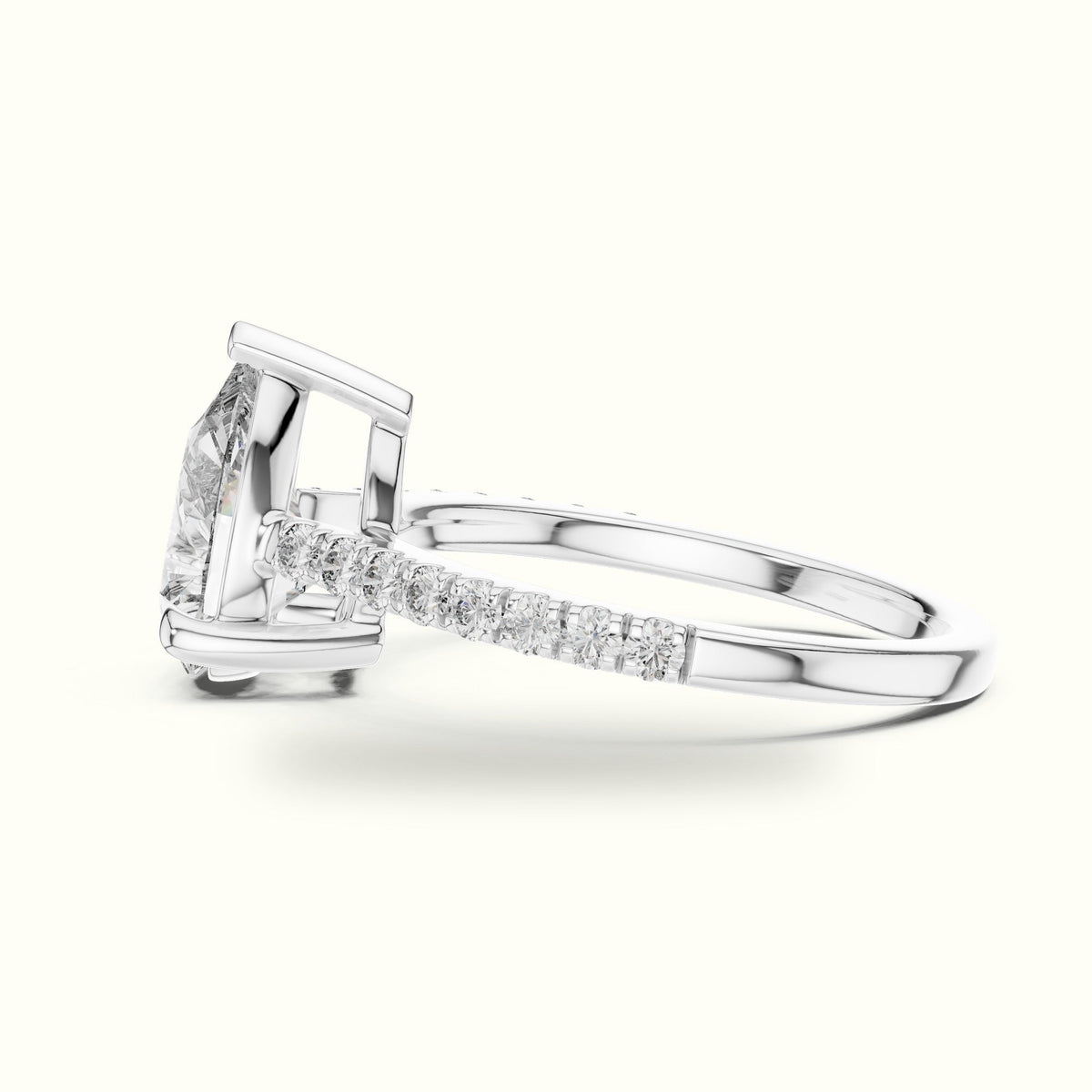 Pear Lab-Grown Diamond Solitaire Engagement Ring DDLR-039 — White gold, view 3 | Crystal N Cuts