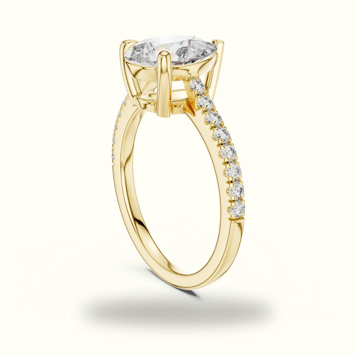 Pear Lab-Grown Diamond Solitaire Engagement Ring DDLR-039 — Yellow gold, view 1 | Crystal N Cuts
